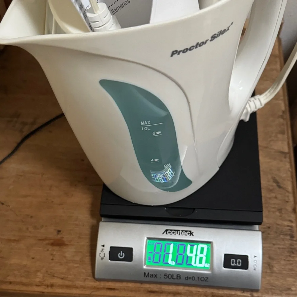 Proctor Silex ELECTRIC WATER KETTLE SAFETY HEATER 1 Liter 6C 1000W White K2070Y